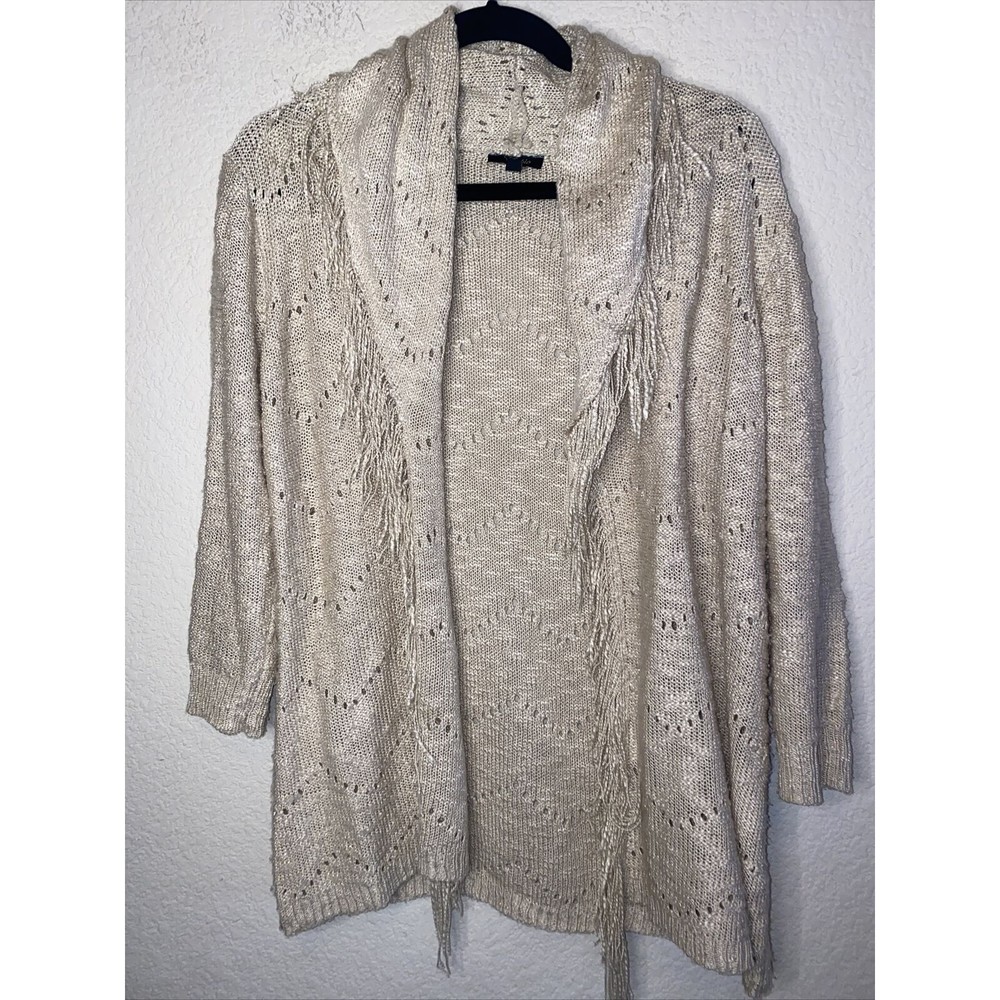 Cupio Western Knit Fringe Womens Open Front Waterfall Cardigan  Sweater Medium